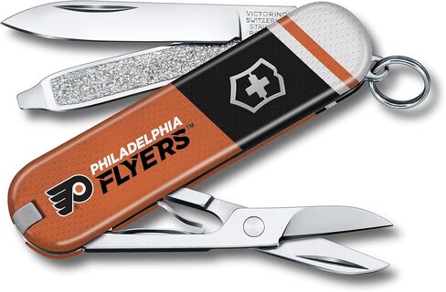 Victorinox Classic SD Swiss Army Knife – Compact 7 Function Swiss Made Pocket Knife with Small Blade, Screwdriver and Key Ring – Philadelphia Flyers in Kuwait
