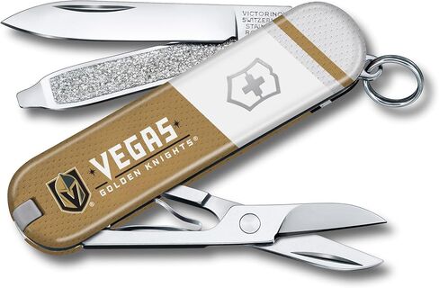 سكين الجيش السويسري Victorinox Classic SD - سكين جيب سويسري مدمج ذو 7 وظائف مع شفرة صغيرة ومفك براغي وحلقة مفاتيح - Las Vegas Golden Knights in Kuwait