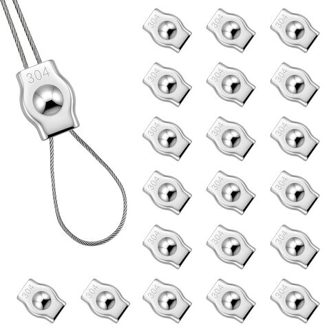 20PCS M3 304 Stainless Steel Wire Rope Cable Clip Clamp, Reusable Single Bolt Wire Rope Clips for 1.5mm-2mm Diameter Wire Cable (M3-Single Clip, 20) in Saudi Arabia