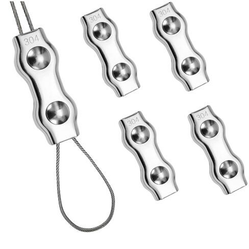 20PCS M3 304 Stainless Steel Wire Rope Cable Clip Clamp, Reusable Single Bolt Wire Rope Clips for 1.5mm-2mm Diameter Wire Cable (M3-Single Clip, 20) in Saudi Arabia