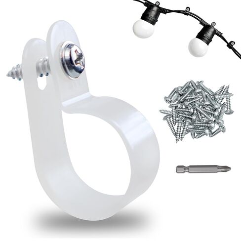 60 Pack 1/4 in Rope Light Clips p-Style Mounting Clips Plastic Cable Clamps for Wire Management(White-60p, 1/4) in Saudi Arabia