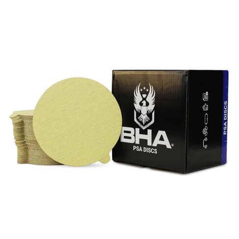 BHA 6" Inch Gold Peel and Stick Adhesive Backed PSA Sanding Discs with Tabs - 100 Pack (320 Grit) in Saudi Arabia