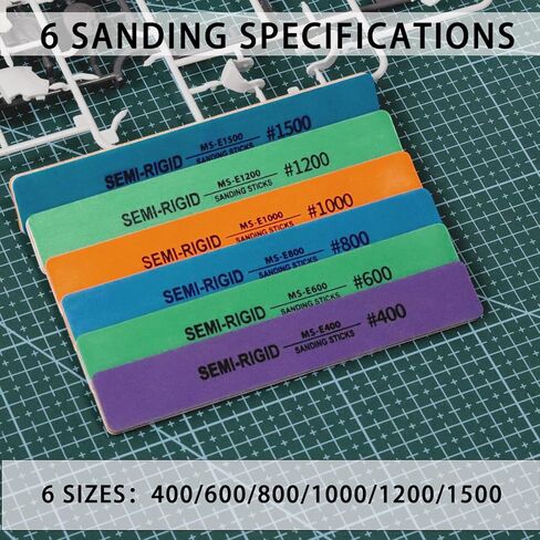 Sanding Sticks for Gundam Repairing, 6 PCS Hobby Polishing Sticks Kit (400 600 800 1000 1200 1500 Grits) for Plastic Models, Miniature Models & Gunpla in Kuwait