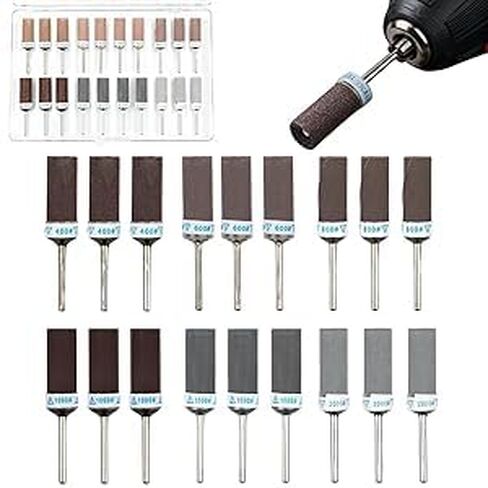 18Pcs Sanding Drums Kit with Case, 400-2000 Grit for Dremel Rotary Tool, Sander Set for Wood Metal Polishing in Kuwait