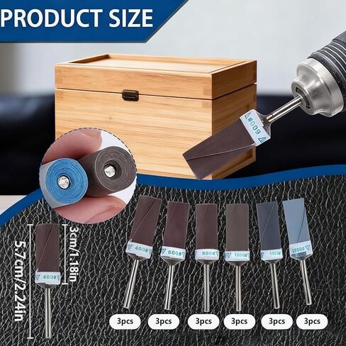 18Pcs Sanding Drums Kit with Case, 400-2000 Grit for Dremel Rotary Tool, Sander Set for Wood Metal Polishing in Kuwait