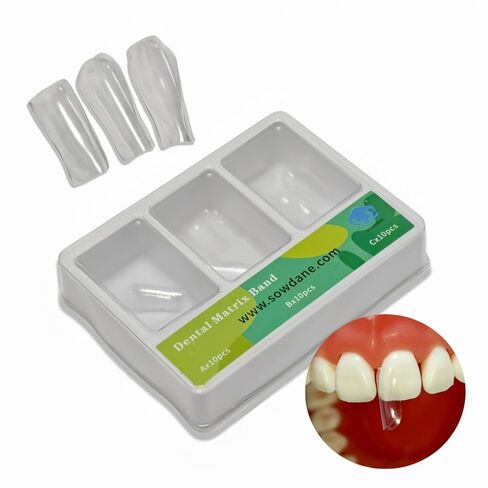 30pcs/Pack Dental Matrix Bands Anterior Matrix Strip Metal Matrices Transparent Bow Anterior Matrices Sectional Contoured Matrix System in Kuwait