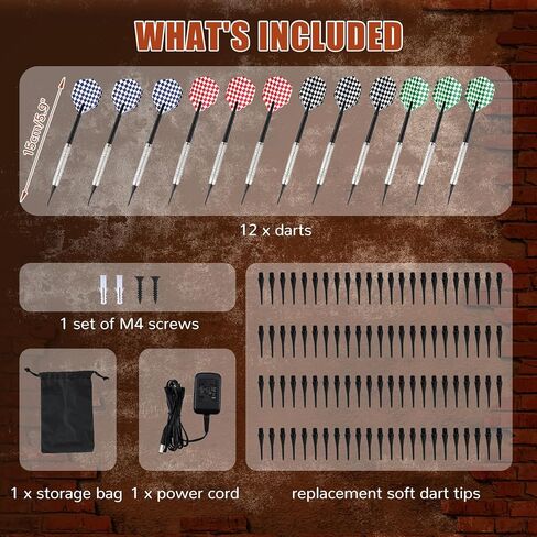 مجموعة خزانة رمي السهام الإلكترونية للبالغين من ألواح رمي السهام ذات الأطراف الناعمة مع خزانة، حتى 8 لاعبين، 25 لعبة مع 12 مجموعة من ألواح رمي السهام ذات الأطراف الناعمة للعب المنزلي العائلي in Kuwait