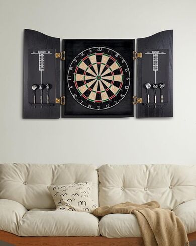 مجموعات خزانة لوح رمي السهام السيزال، ألواح رمي السهام المزخرفة للبالغين [6 * سهام فولاذية] - خزانة خشبية مع لوحة نتائج مدمجة لغرف الألعاب العائلية - جرافيتي in Kuwait