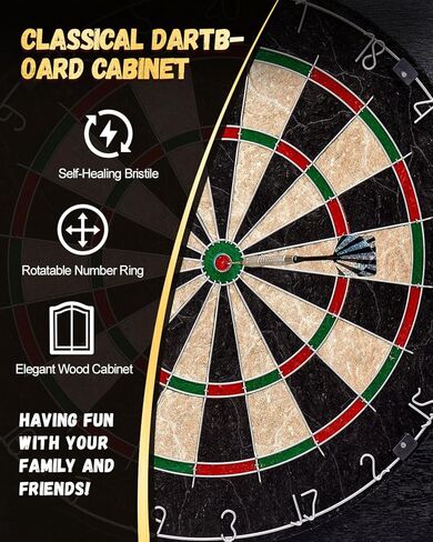 مجموعات خزانة لوح رمي السهام السيزال، ألواح رمي السهام المزخرفة للبالغين [6 * سهام فولاذية] - خزانة خشبية مع لوحة نتائج مدمجة لغرف الألعاب العائلية - جرافيتي in Kuwait