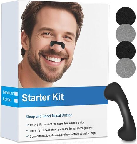 شرائط أنف للشخير، موسعات أنف قوية للغاية للنوم، شرائط أنف من السيليكون بتصميم خطاف وحلقة، تعمل على تحسين جودة التنفس والنوم - 60 قطعة، أسود in Kuwait
