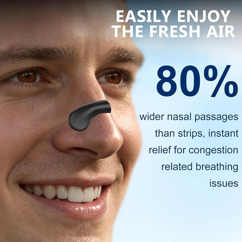 شرائط أنف للشخير، موسعات أنف قوية للغاية للنوم، شرائط أنف من السيليكون بتصميم خطاف وحلقة، تعمل على تحسين جودة التنفس والنوم - 60 قطعة، أسود in Kuwait