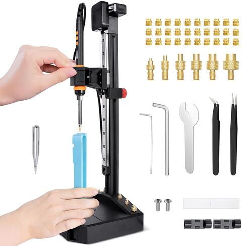 آلة ضغط أداة إدخال مجموعة الحرارة العمودية مع مكواة لحام 90 وات، أطراف ضبط الحرارة M2-M8، 30 قطعة صواميل نحاسية مترابطة للجزء المطبوع ثلاثي الأبعاد (Nutopress Pro) in Kuwait