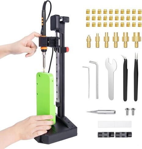 آلة ضغط أداة إدخال مجموعة الحرارة العمودية مع مكواة لحام 90 وات، أطراف ضبط الحرارة M2-M8، 30 قطعة صواميل نحاسية مترابطة للجزء المطبوع ثلاثي الأبعاد (Nutopress Pro) in Kuwait