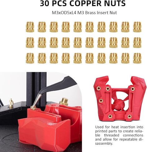 آلة ضغط أداة إدخال مجموعة الحرارة العمودية مع مكواة لحام 90 وات، أطراف ضبط الحرارة M2-M8، 30 قطعة صواميل نحاسية مترابطة للجزء المطبوع ثلاثي الأبعاد (Nutopress Pro) in Kuwait