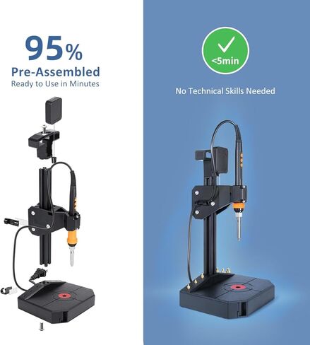 آلة ضغط أداة إدخال مجموعة الحرارة العمودية، مع مكواة لحام 90 وات، 30 قطعة من إدراجات النحاس الملولبة، أطراف ضبط الحرارة (M3/M4/M5/M6/M8)، للمكونات المطبوعة ثلاثية الأبعاد، 95% مجمعة مسبقًا in Kuwait