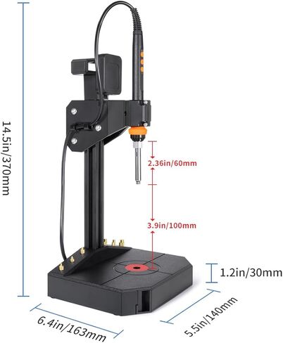 آلة ضغط أداة إدخال مجموعة الحرارة العمودية، مع مكواة لحام 90 وات، 30 قطعة من إدراجات النحاس الملولبة، أطراف ضبط الحرارة (M3/M4/M5/M6/M8)، للمكونات المطبوعة ثلاثية الأبعاد، 95% مجمعة مسبقًا in Kuwait