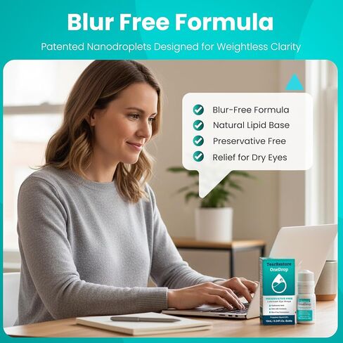 TearRestore OneDrop Preservative Free Eye Drops for Dry Eyes, Advanced Artificial Tears Formula, Safe for Contacts, Blur-Free Relief for Severe Dryness, Daily Lubricating Eyedrops for Soothing Comfort in Kuwait