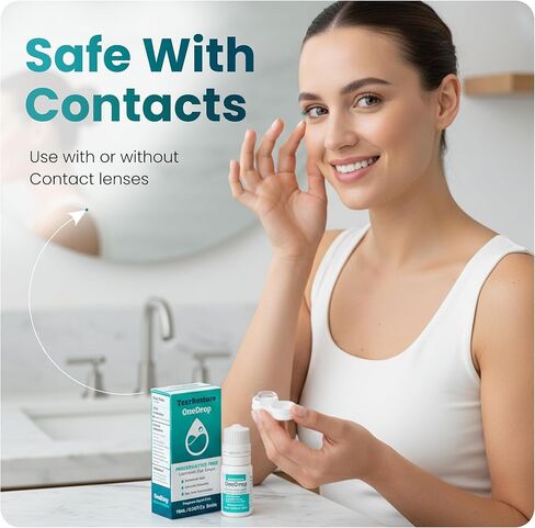 TearRestore OneDrop Preservative Free Eye Drops for Dry Eyes, Advanced Artificial Tears Formula, Safe for Contacts, Blur-Free Relief for Severe Dryness, Daily Lubricating Eyedrops for Soothing Comfort in Kuwait