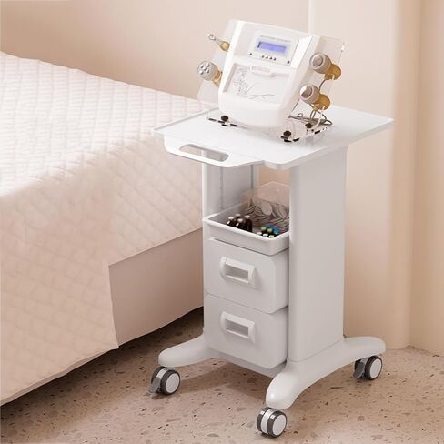 Works Trolley Cart, Multi-Functional Mobile Laboratory Cart, Featuring Storage Compartments and Castors, 360° Swivel, Abs Construction, Suitable for Laboratori,White-2-draw 1-Box Style in Saudi Arabia