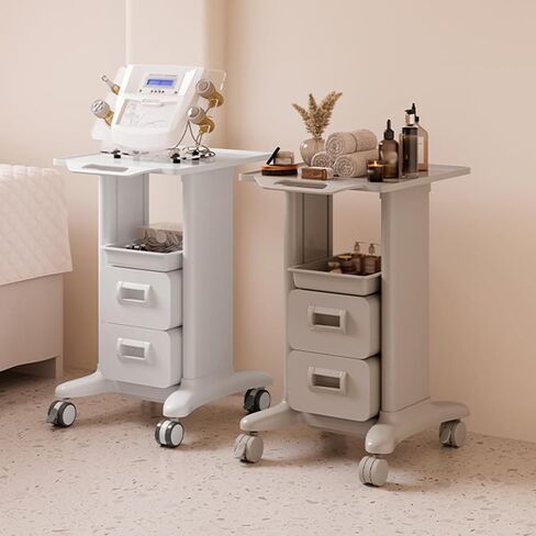 Works Trolley Cart, Multi-Functional Mobile Laboratory Cart, Featuring Storage Compartments and Castors, 360° Swivel, Abs Construction, Suitable for Laboratori,White-2-draw 1-Box Style in Saudi Arabia