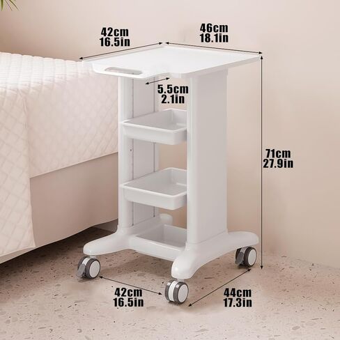 Works Trolley Cart, Multi-Functional Mobile Laboratory Cart, Featuring Storage Compartments and Castors, 360° Swivel, Abs Construction, Suitable for Laboratori,White-2-draw 1-Box Style in Saudi Arabia