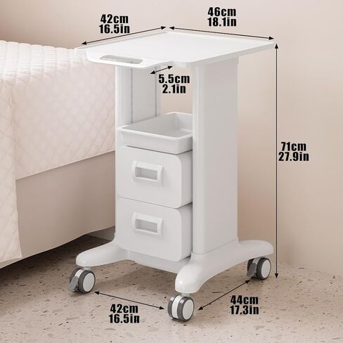 Works Trolley Cart، عربة مختبر متنقلة متعددة الوظائف، تتميز بمقصورات تخزين وعجلات، دوارة 360 درجة، هيكل ABS، مناسبة للمختبرات، رمادي-2-رسم 1-صندوق in Saudi Arabia