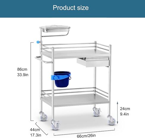 Trolley Cart, Carts with Wheels, Lab Serving Cart, Dental Office Rolling Cart with with Dirt Buckets Drawers, for Dental Lab in Saudi Arabia