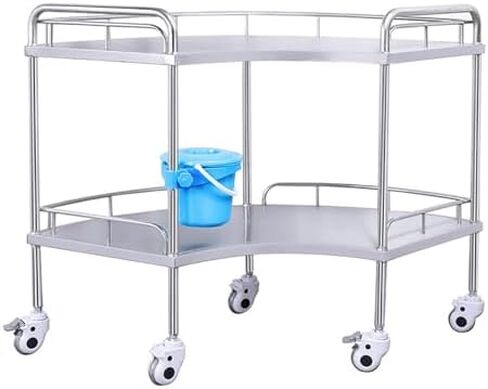 Mobile Trolley Cart with Swivel Casters, 2-Tier Stainless Steel Utility Cart for Salon, Spa, Dental, and Use,150 * 46 * 86cm/59 * 18 * 34in in Saudi Arabia