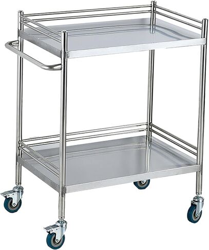 2-Layer Trolley, Lab Rolling Cart, Spacious Beauty Salon Rolling Trolley, Cart with Lockable Universal Wheels, for Home Office,One Color-26 * 17.3inch/66 * 44cm in Saudi Arabia