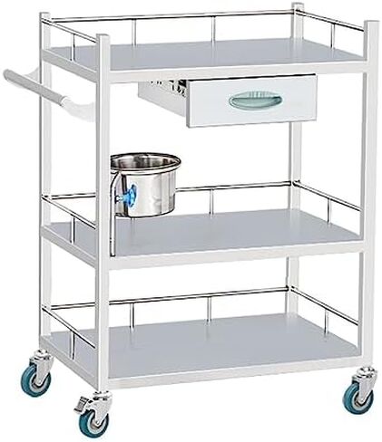 Trolley Cart -Resistent Stainless Steel, 150Kg Capacity for Laboratory Use,Single Drawer-66×44×86cm in Saudi Arabia