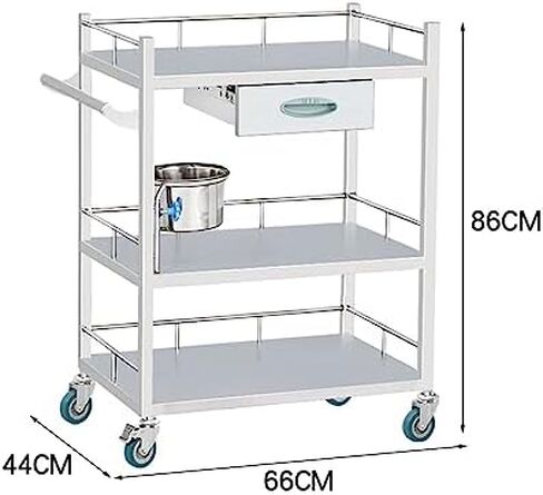 Trolley Cart -Resistent Stainless Steel, 150Kg Capacity for Laboratory Use,Single Drawer-66×44×86cm in Saudi Arabia