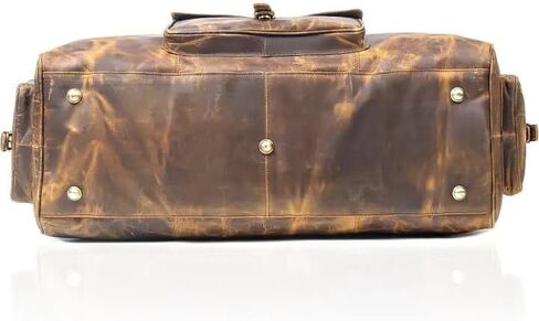 Tuzech 24 Inch Leather Duffle Bag for Men & Women, Vintage Leather Travel Weekender Bag, Large Handmade Leather Gym & Overnight Bag with Shoulder Strap in Kuwait