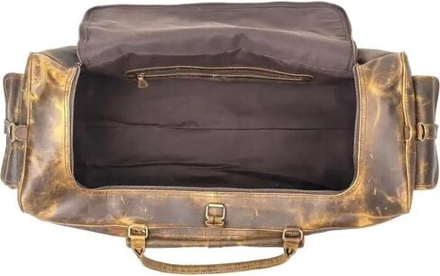 Tuzech 24 Inch Leather Duffle Bag for Men & Women, Vintage Leather Travel Weekender Bag, Large Handmade Leather Gym & Overnight Bag with Shoulder Strap in Kuwait