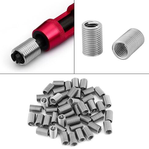 Hapivida Thread Repair Inserts, Stainless Steel SS304 Coiled Wire Helical Screw Inserts M6 x 1.0 x 3D Length (50pcs) for Thread Restoration in Aluminum Magnesium Parts in Saudi Arabia