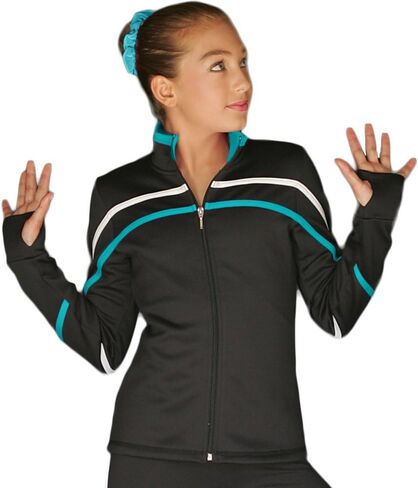 ChloeNoel J618F 2-Tone Piping Light Weight Fleece Figure Skating Jacket in Saudi Arabia