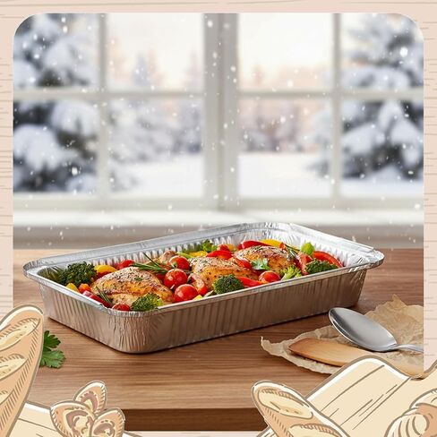 Aluminum Foil Pans, 30 Pcs 9x13 Disposable Heavy Duty Aluminum Pans Half Size Table Foil Bakeware Cookware for Cooking Roasting Turkey Heating Parties Catering in Saudi Arabia