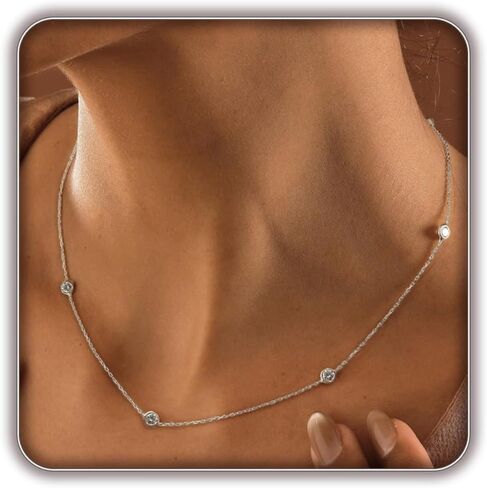 Gold Necklace for Women, 14K Gold/Silver Plated Station Necklace Paperclip Chain Necklaces for Women, Zircon Station Necklace Layered Freshwater Pearl Necklace Jewelry for Women in Kuwait