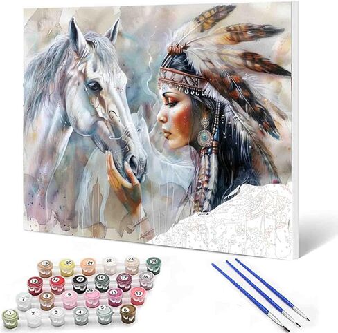 Paint by Numbers Kits for Adult DIY Reflection of Animals in Water Acrylic Pigment King of The Prairie Lion Canvas Oil Painting for Beginner Kids Home Wall Art Decor Gift 16''W x 20''H（Frameless） in Saudi Arabia