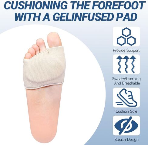 وسادات هلامية لمشط القدم، وسائد دعم لمقدمة القدم لتخفيف الألم، وسادات ألم مشط القدم قابلة لإعادة الاستخدام للنساء والرجال (كبير) in Kuwait