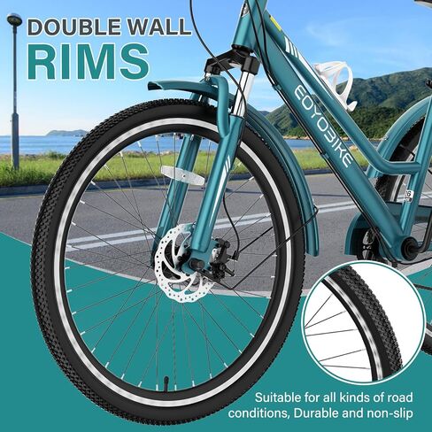 دراجة جبلية ثلاثية العجلات للبالغين من MOPHOTO، دراجة جبلية ذات 7 سرعات و3 عجلات للبالغين، دراجة كروزر 24/26/27.5 بوصة مع فرامل قرصية أمامية، شوكة تعليق أمامية، سلة شحن خلفية، سعة 350 رطل، للرجال والنساء in Kuwait