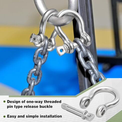 50 Pack 1/4 Inch 304 Stainless Steel D Ring Shackles M6 Screw Bow Shackle Clevis Heavy Duty with Screw Pin for Chain Anchor Outdoor Towing Trailer Industrial Off Road Vehicle Recovery in Kuwait