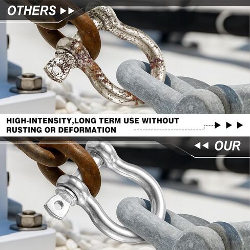 50 Pack 1/4 Inch 304 Stainless Steel D Ring Shackles M6 Screw Bow Shackle Clevis Heavy Duty with Screw Pin for Chain Anchor Outdoor Towing Trailer Industrial Off Road Vehicle Recovery in Kuwait