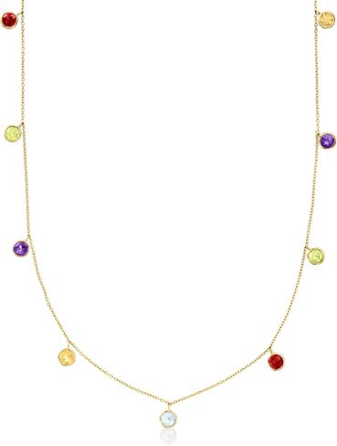 Ross-Simons RS Pure 2.70 ct. t.w. Bezel-Set Multi-Gemstone Station Necklace in 14kt Yellow Gold. 16 inches in Kuwait