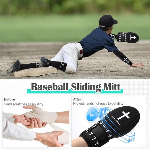 4 Pcs Christian Faith Cross Baseball Guard Accessories Include Christian Sliding Mitt Faith Arm Sleeve Cross Baseball Hat and Religious Socks Left/Right Hands - Hand and Wrist Protection in Saudi Arabia