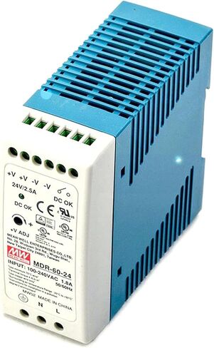 MDR-60-24 DIN Rail Mount Power Supply 60W 24V 2.5A with Class I Div 2 Hazardous Location Certification, for Industrial Automation, Process Control, and Building Management Systems in Saudi Arabia