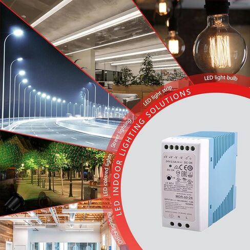 MDR-60-24 DIN Rail Mount Power Supply 60W 24V 2.5A with Class I Div 2 Hazardous Location Certification, for Industrial Automation, Process Control, and Building Management Systems in Saudi Arabia