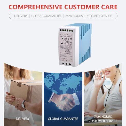 MDR-60-24 DIN Rail Mount Power Supply 60W 24V 2.5A with Class I Div 2 Hazardous Location Certification, for Industrial Automation, Process Control, and Building Management Systems in Saudi Arabia