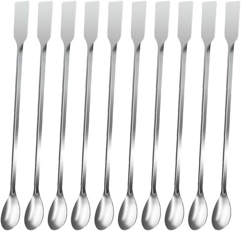 10 Pcs 20cm Stainless Steel Lab Spoons Lab Mixing Spatulas Laboratory Scoops Spoons Micro Scoops Science Laboratory Spoons in Saudi Arabia