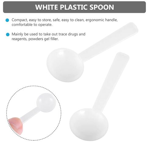 100 قطعة من ملاعق قياس صغيرة من البلاستيك الأبيض من ديديسيون، مجارف صغيرة للاستعمال مرة واحدة من مادة البولي بروبيلين لأخذ عينات المسحوق والوزن في الاستخدام العلمي والصناعي in Kuwait