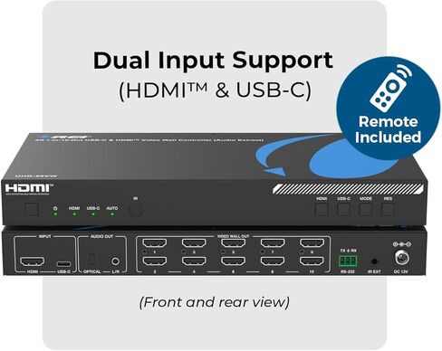 وحدة تحكم جدار الفيديو OREI 4K 3x3 HDMI/USB-C تعرض إخراج يصل إلى 1080 بكسل - 2x2، 1x2، 1x4، 1x3، 2x3، 3x2، 2x4، 4x2 يدعم استخراج الصوت RS-232 بتدوير 180 درجة (UHD-29VW) in Saudi Arabia